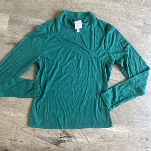 Self Esteem Long Sleeve Green Keyhole Blouse Medium - Picture 1 of 5